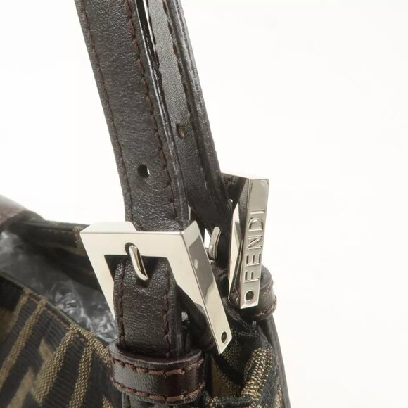 Authentic FENDI Zucca Canvas Leather Shoulder - Picture 13 of 16